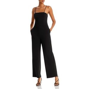 Worn once -  Bloomingdales AQUA black jumpsuit with removable straps